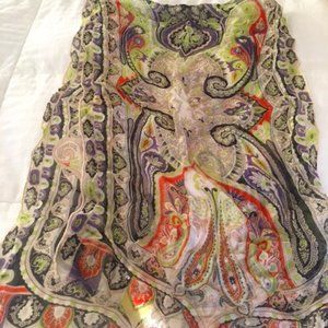 ETRO Long Stylish Paisley Silk Scarf
